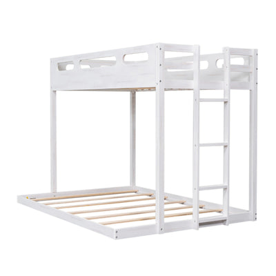 Twin Over Full Bunk Bed With Sturdy Built-in Ladder Design