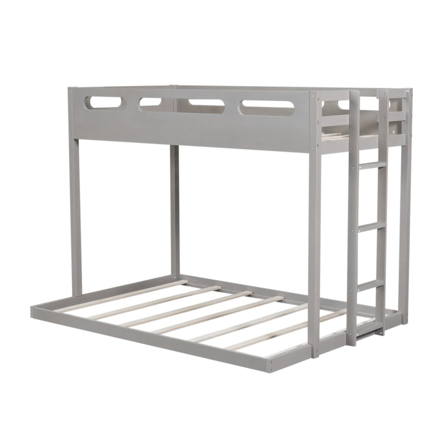 Twin Over Full Bunk Bed With Sturdy Built-in Ladder Design