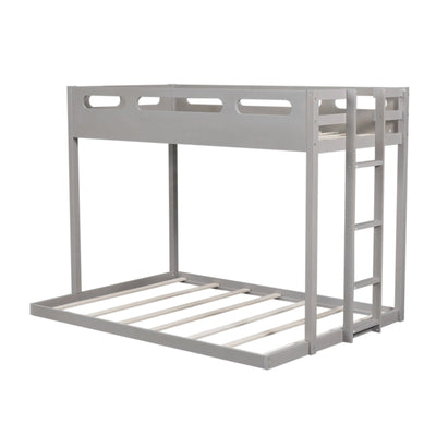 Twin Over Full Bunk Bed With Sturdy Built-in Ladder Design
