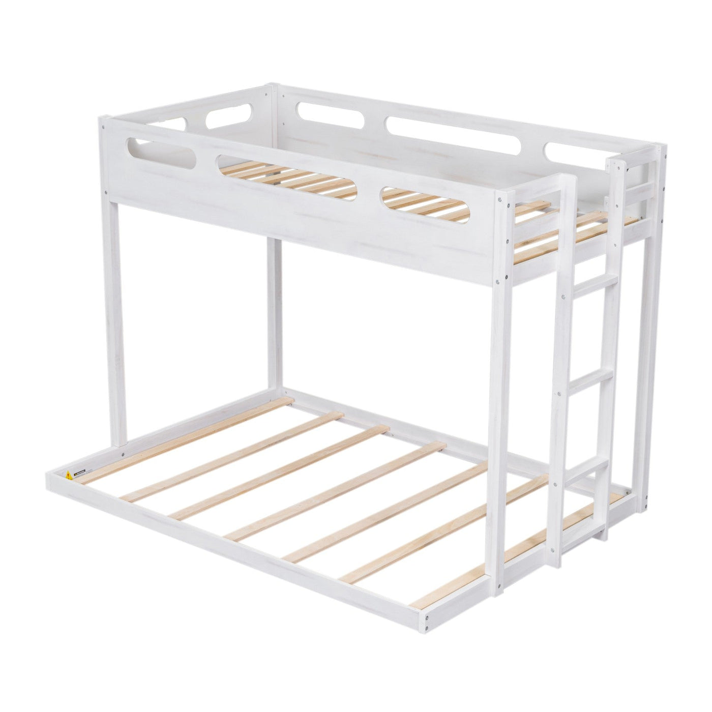 Twin Over Full Bunk Bed With Sturdy Built-in Ladder Design