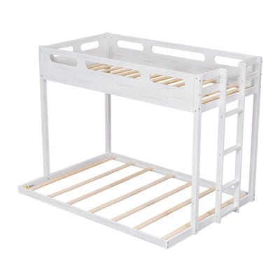 Twin Over Full Bunk Bed With Sturdy Built-in Ladder Design