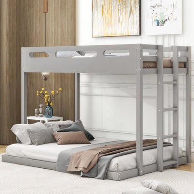 Twin Over Full Bunk Bed With Sturdy Built-in Ladder Design