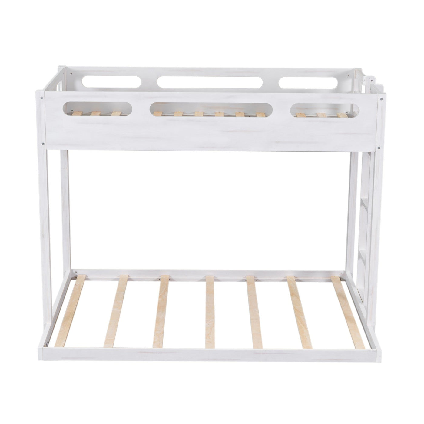 Twin Over Full Bunk Bed With Sturdy Built-in Ladder Design