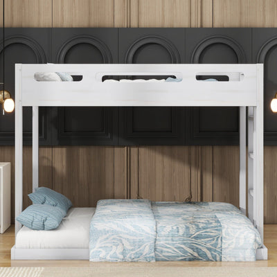 Twin Over Full Bunk Bed With Sturdy Built-in Ladder Design
