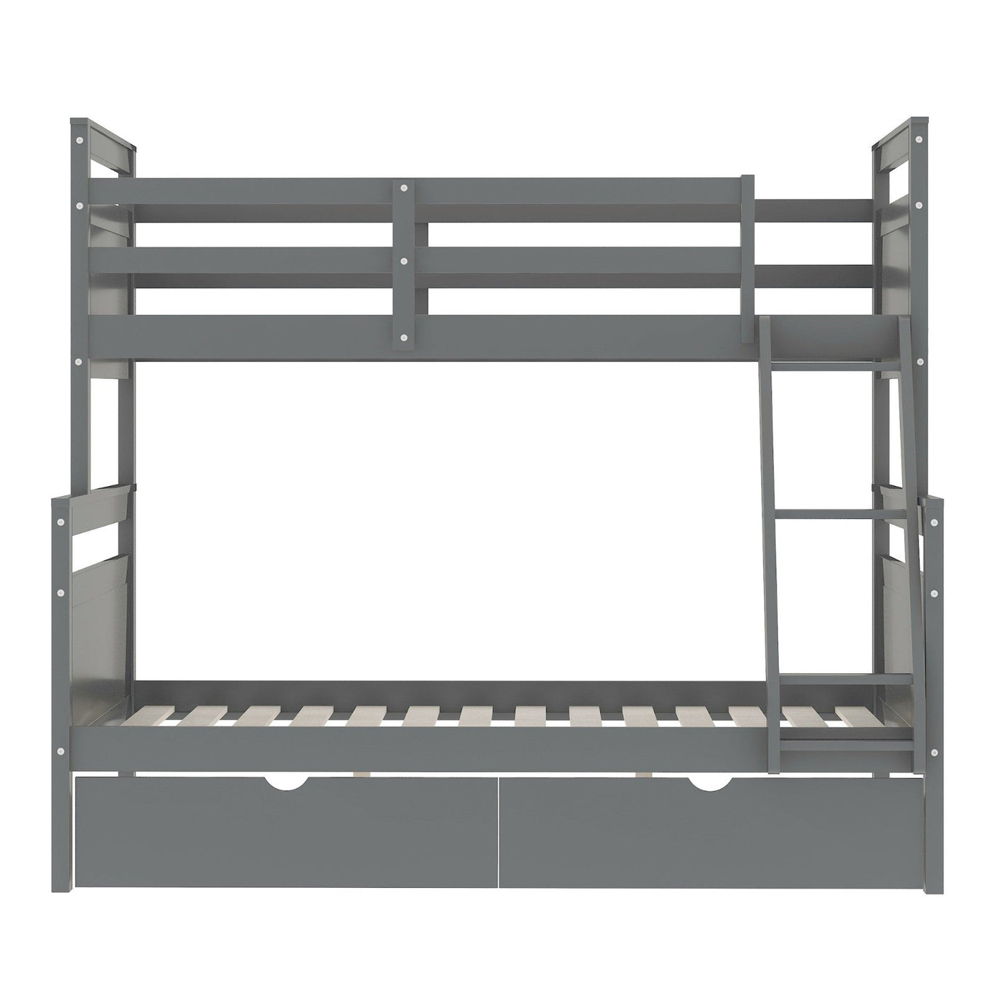 Twin Over Full Bunk Bed With Ladder Storage Drawers And Safety Rail