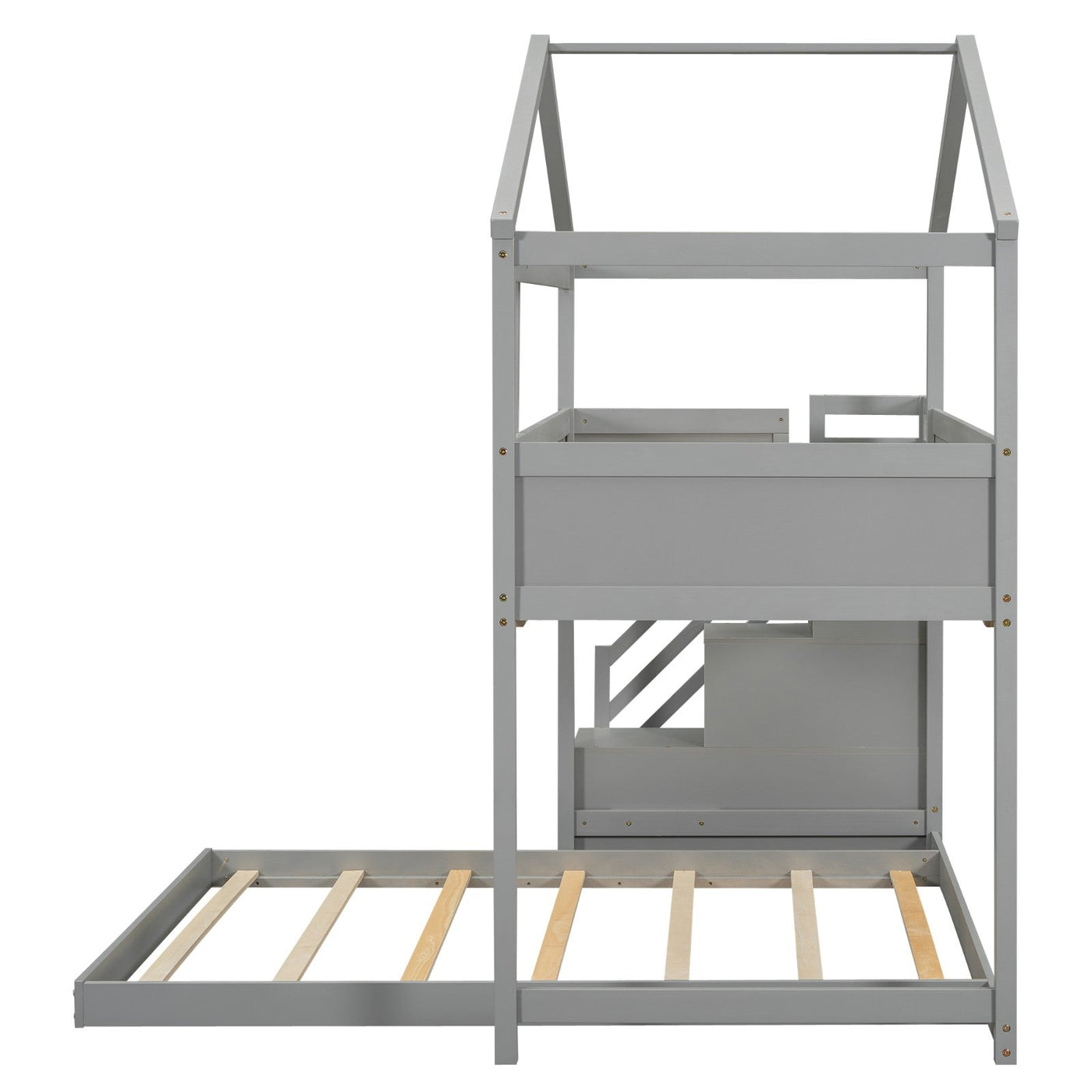 Twin Over Full Bunk Bed With Storage Staircase And Blackboard