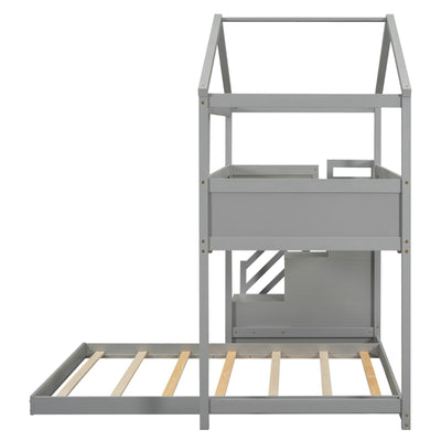 Twin Over Full Bunk Bed With Storage Staircase And Blackboard