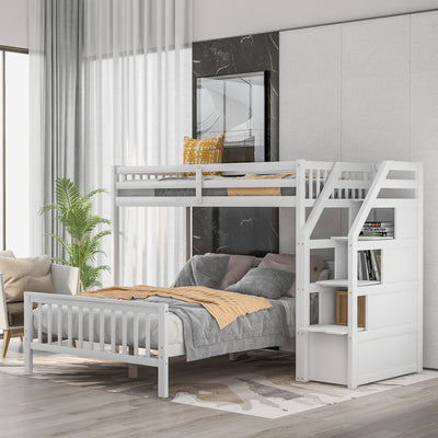 Twin Over Full Loft Bed With Safe Storage Staircase