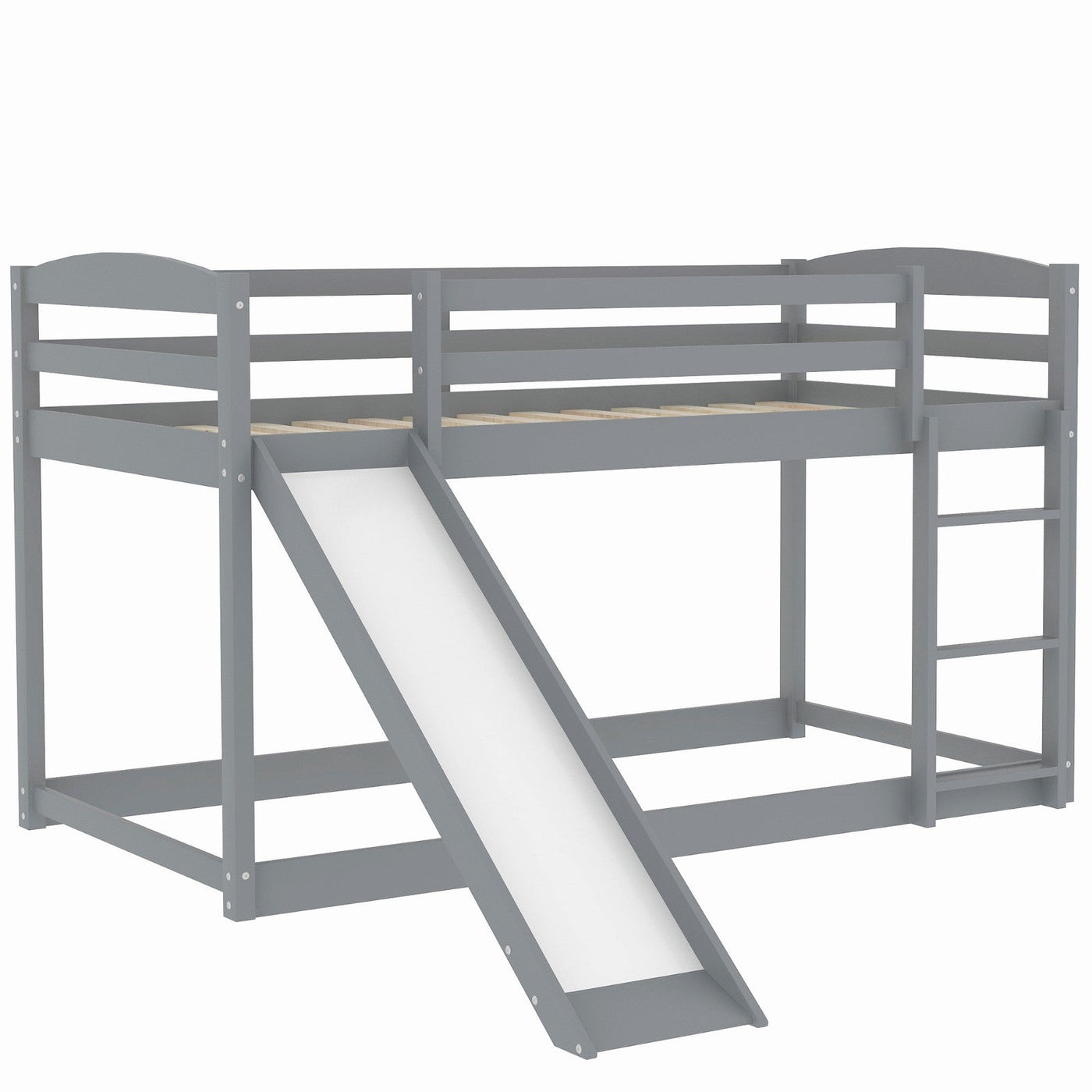 Twin Bunk Bed With Slide And Ladder For Kids Room