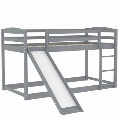 Twin Bunk Bed With Slide And Ladder For Kids Room