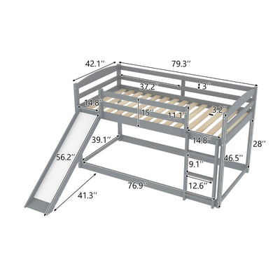 Twin Bunk Bed With Slide And Ladder For Kids Room