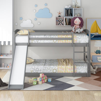 Twin Bunk Bed With Slide And Ladder For Kids Room