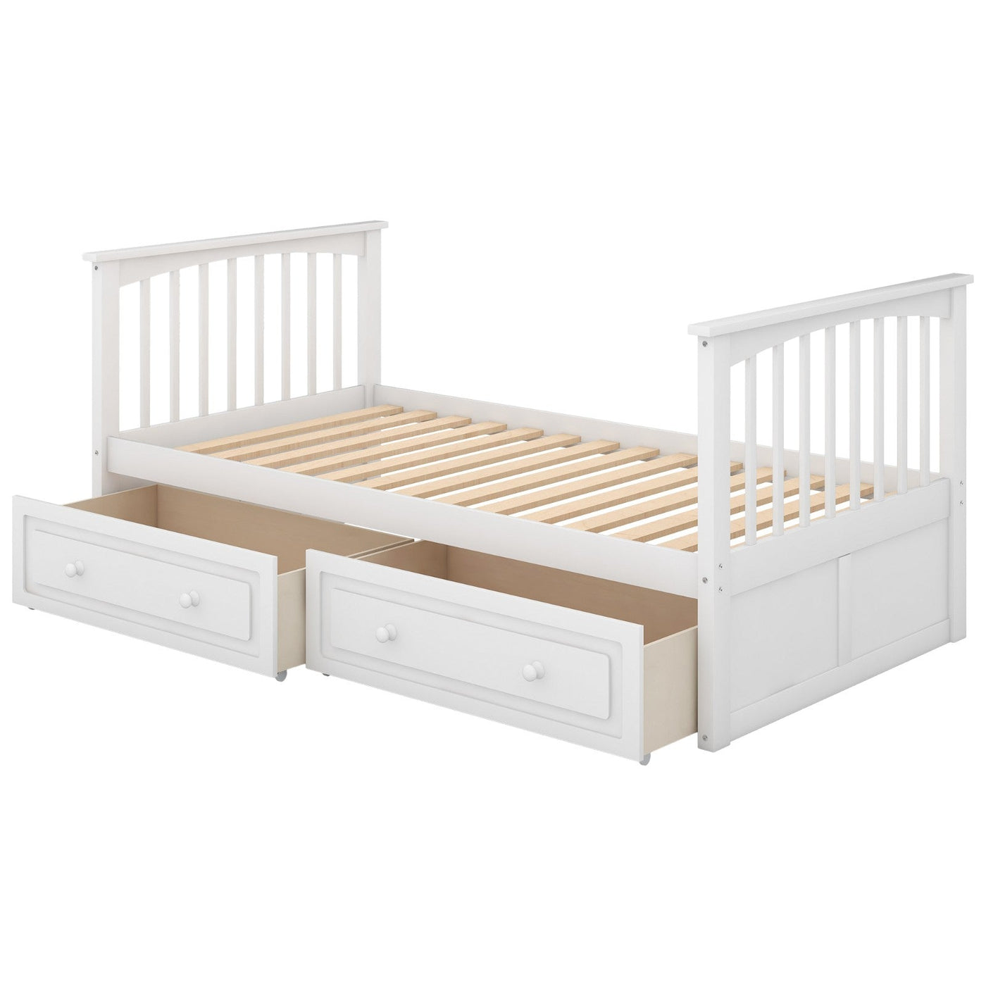 Twin Over Twin Bunk Bed With Storage Drawers And Convertible Design
