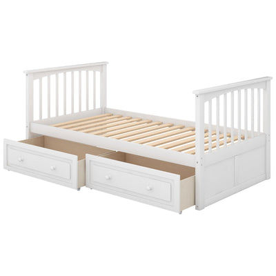 Twin Over Twin Bunk Bed With Storage Drawers And Convertible Design
