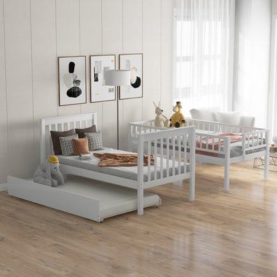 Twin Over Twin Bunk Bed With Trundle And Storage Drawers