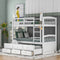 Twin Over Twin Wood Bunk Bed With Trundle And Storage Drawers