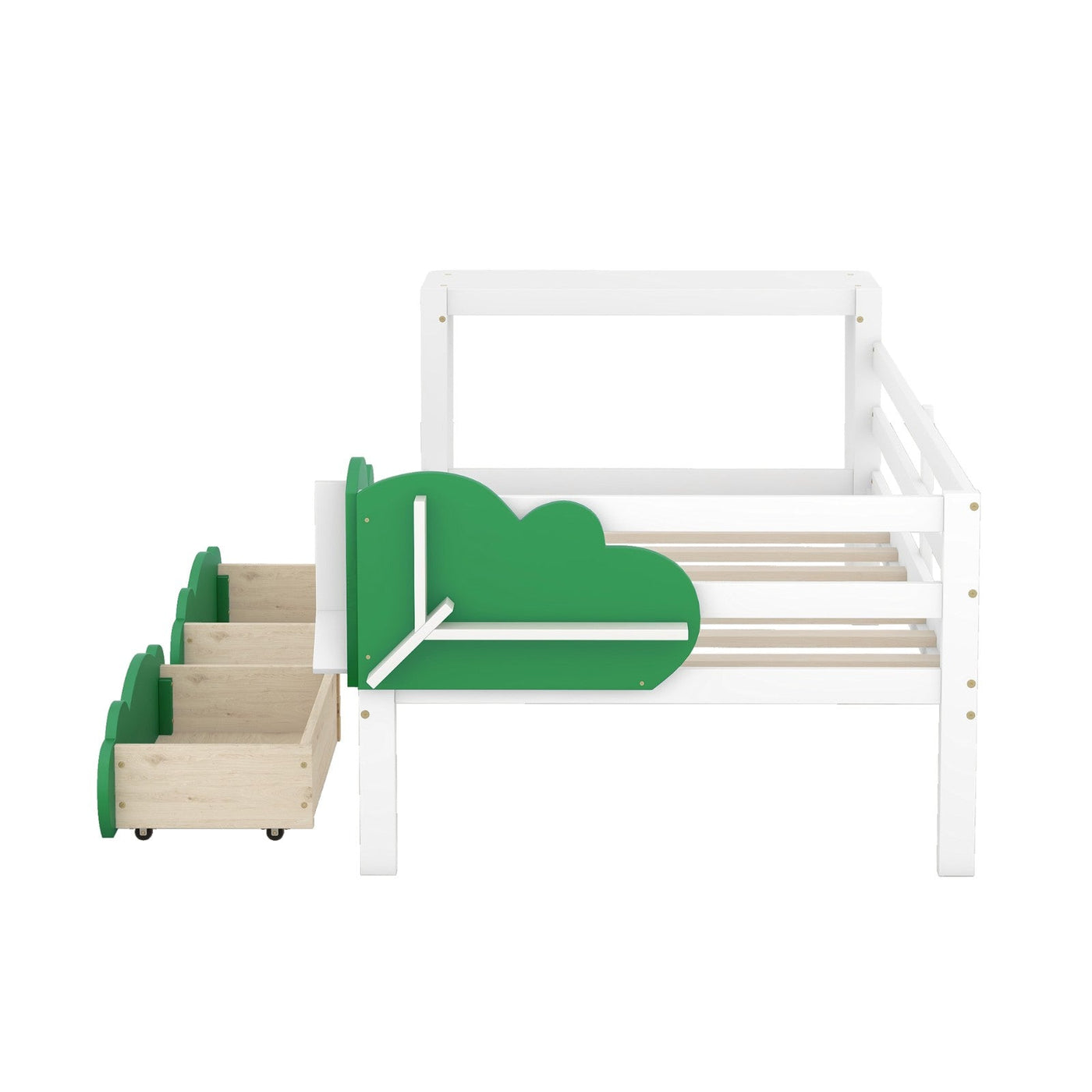 Twin Size Daybed With Desk Green Leaf Drawers And Shelves