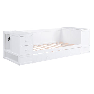 Twin-Size Daybed With Storage Trundle And Built-In Charging Station