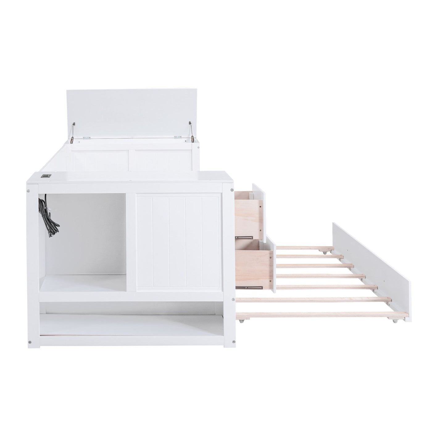 Twin-Size Daybed With Storage Trundle And Built-In Charging Station