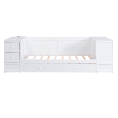 Twin-Size Daybed With Storage Trundle And Built-In Charging Station