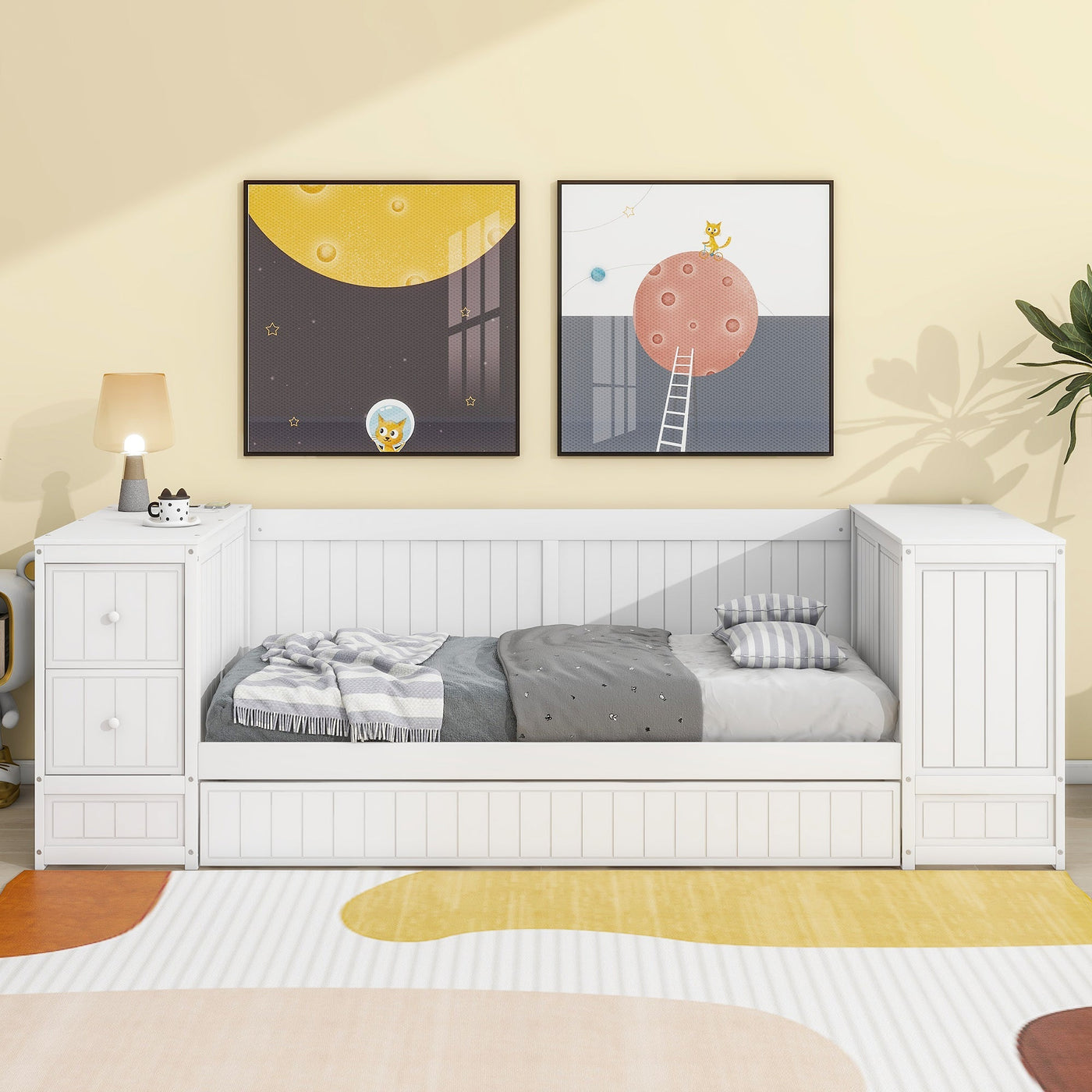 Twin-Size Daybed With Storage Trundle And Built-In Charging Station