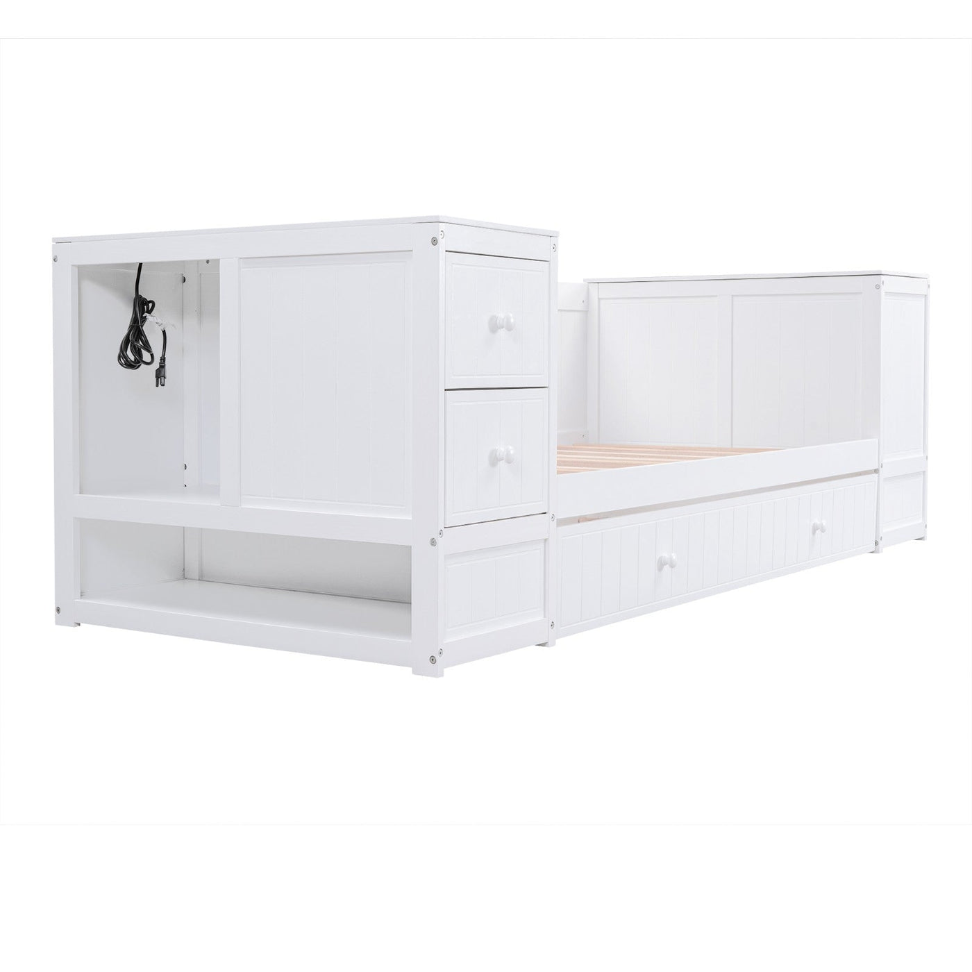 Twin-Size Daybed With Storage Trundle And Built-In Charging Station