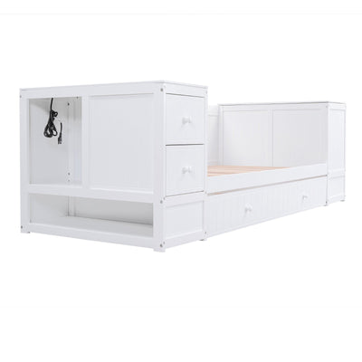 Twin-Size Daybed With Storage Trundle And Built-In Charging Station