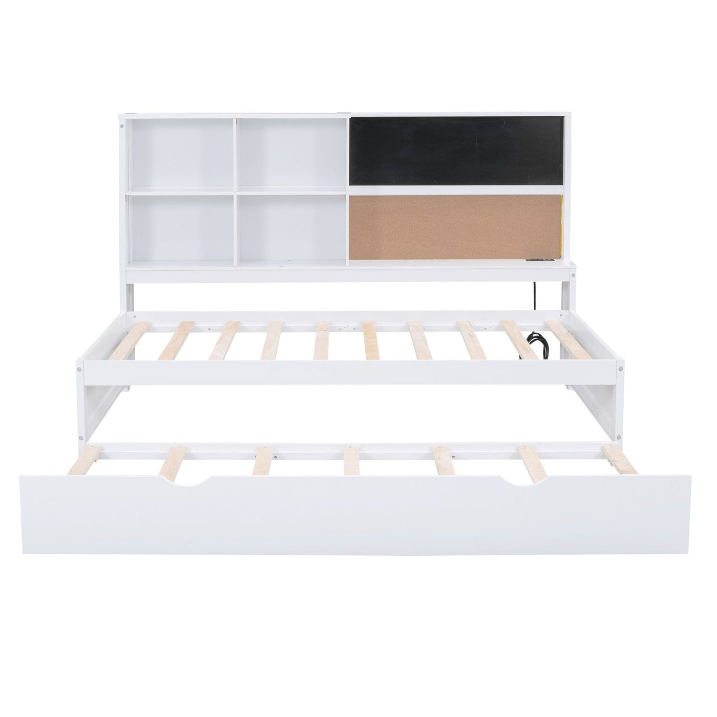 Twin Size Daybed With Storage Shelves USB Ports Trundle Bed