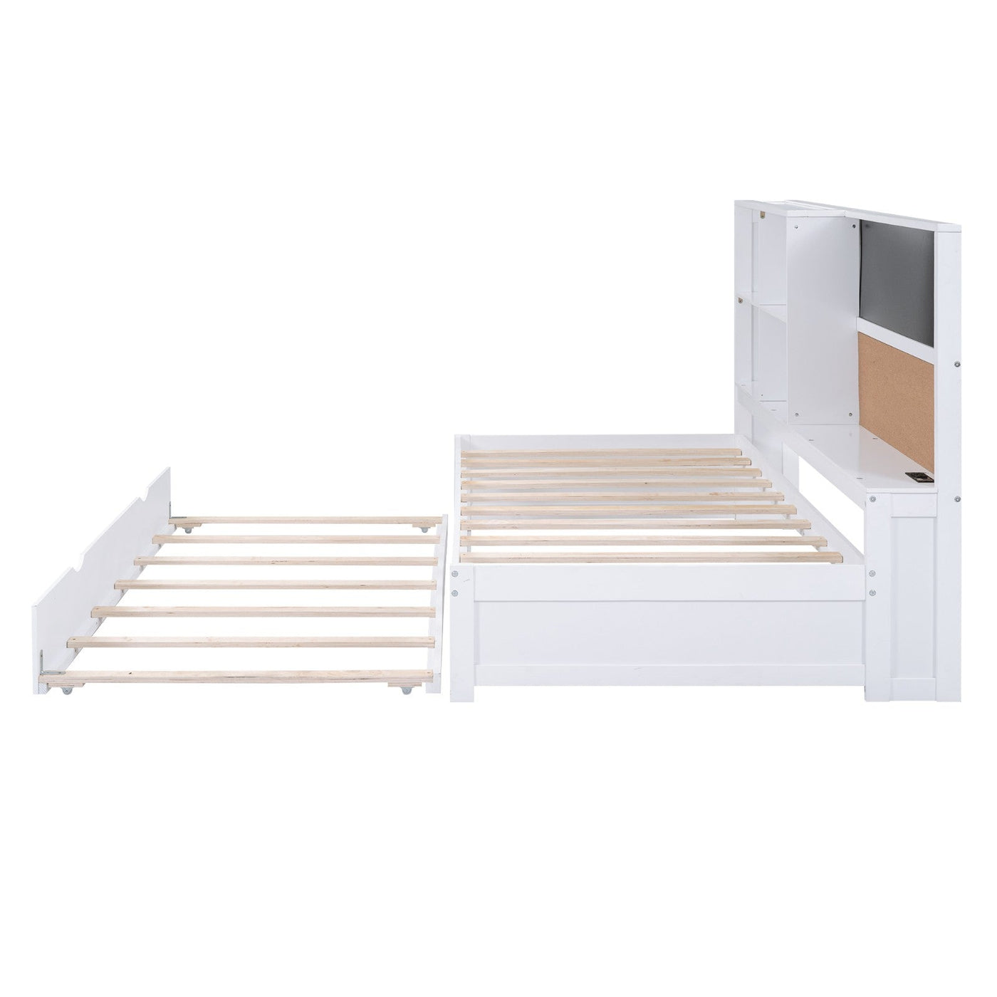 Twin Size Daybed With Storage Shelves USB Ports Trundle Bed