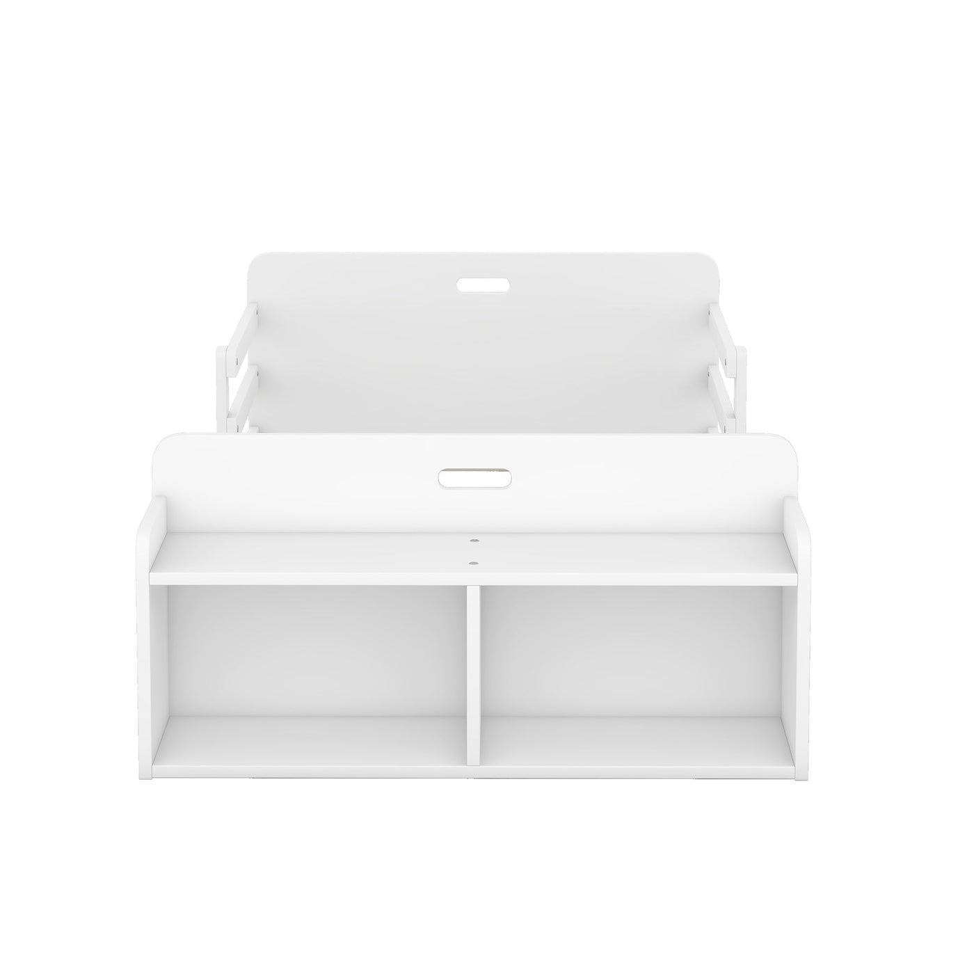 Twin Size Floor Bed With Storage Footboard And Safety Guardrail