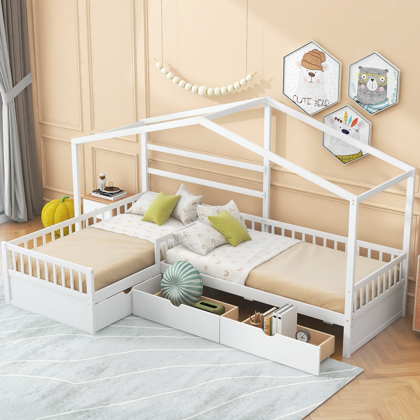 Twin Size Platform Bed With Three Spacious Storage Drawers