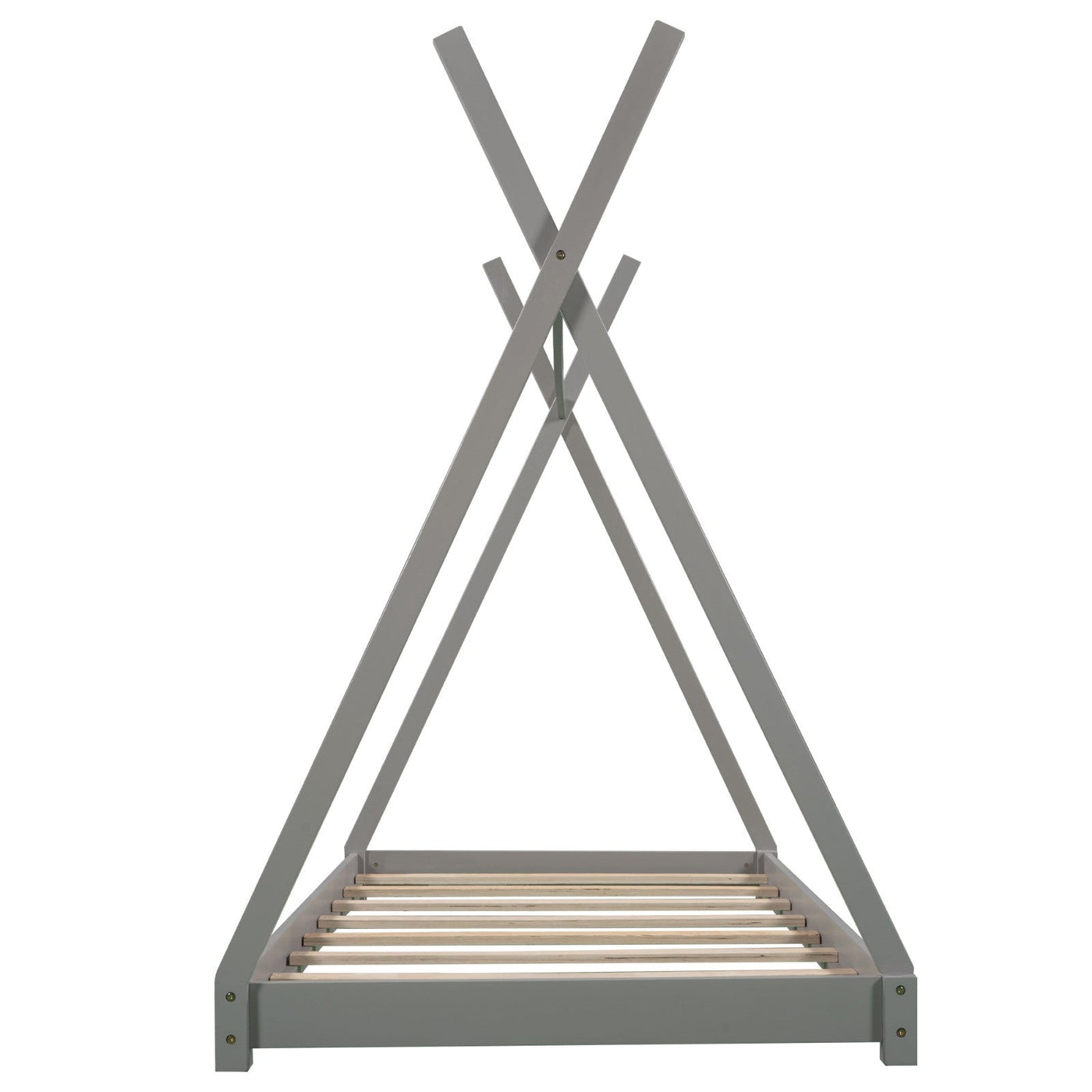 Twin Size House Bed Platform With Sturdy Triangle Frame Design