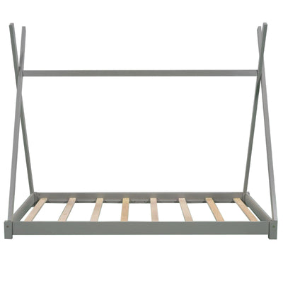 Twin Size House Bed Platform With Sturdy Triangle Frame Design