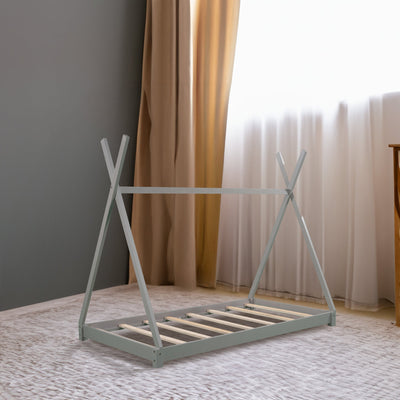 Twin Size House Bed Platform With Sturdy Triangle Frame Design