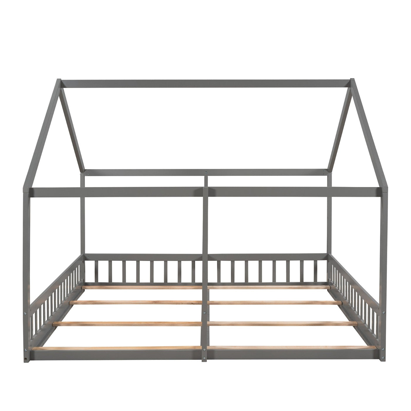Twin-Size House Platform Bed With Two Shared Beds For Kids