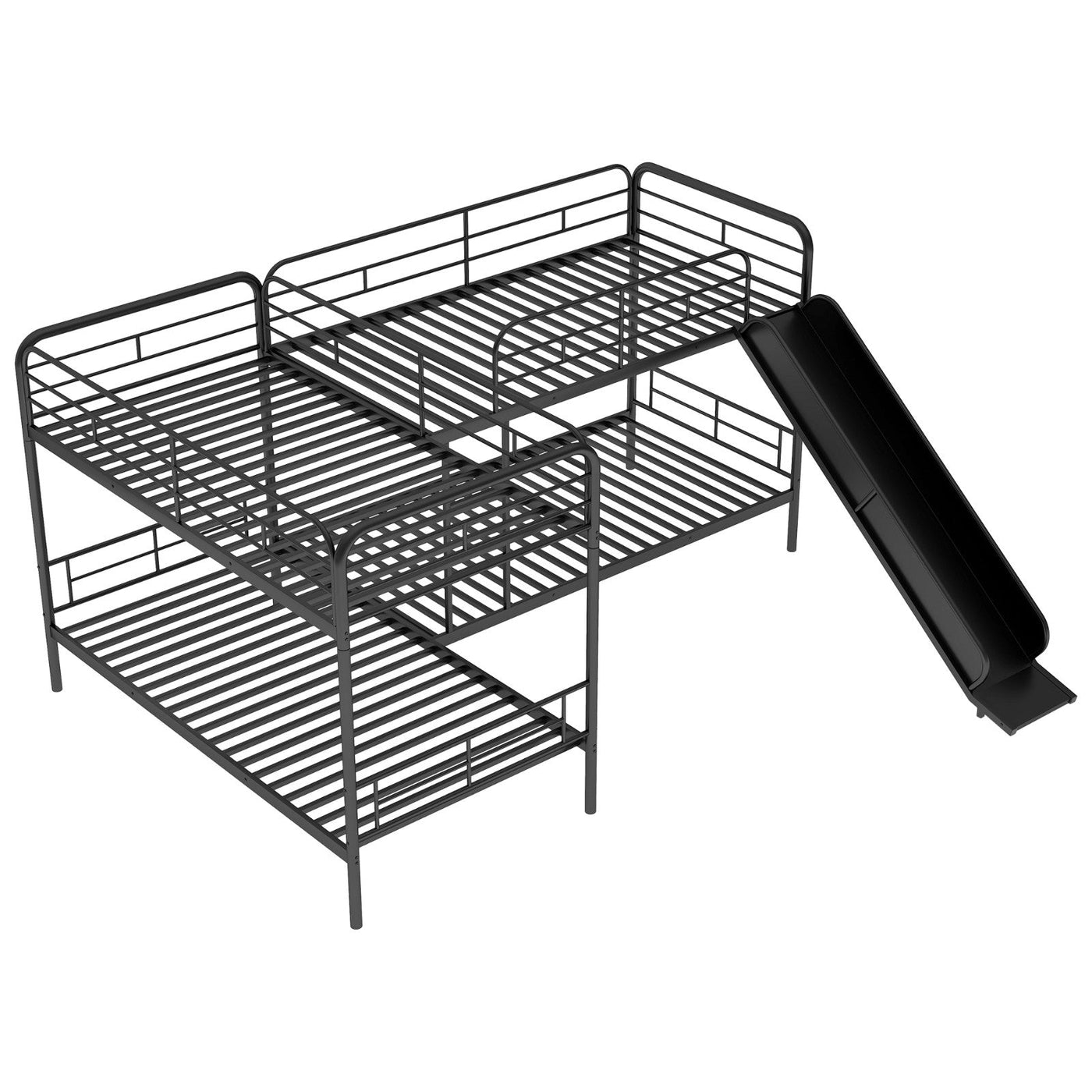 Twin-Size L-Shaped Bunk Bed With Slide Ladder Durable Design