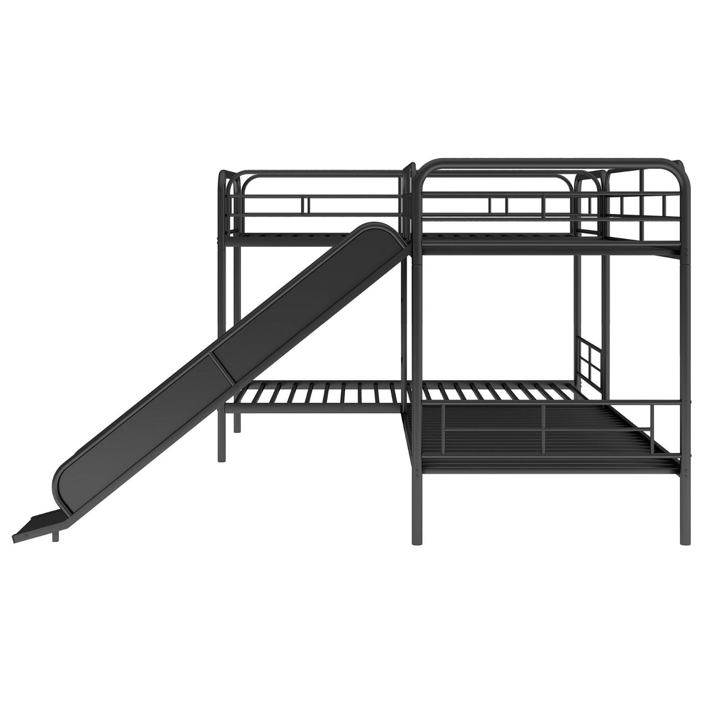 Twin-Size L-Shaped Bunk Bed With Slide Ladder Durable Design