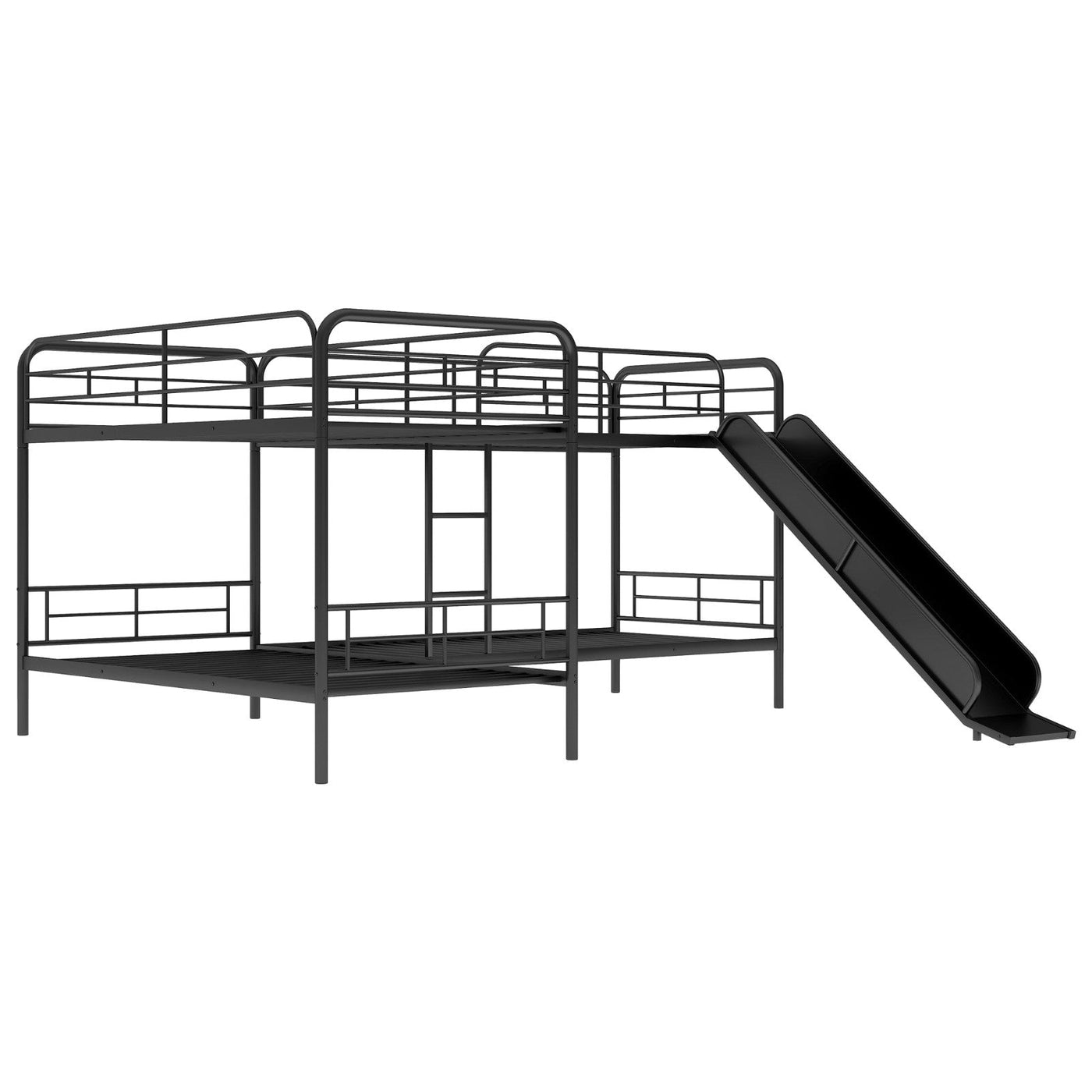 Twin-Size L-Shaped Bunk Bed With Slide Ladder Durable Design