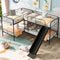 Twin-Size L-Shaped Bunk Bed With Slide Ladder Durable Design
