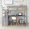 Twin Size Loft Bed With Desk Shelves And Two Built-in Drawers