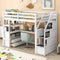 Twin Size Loft Bed With Desk Storage Shelves And Staircase Drawers