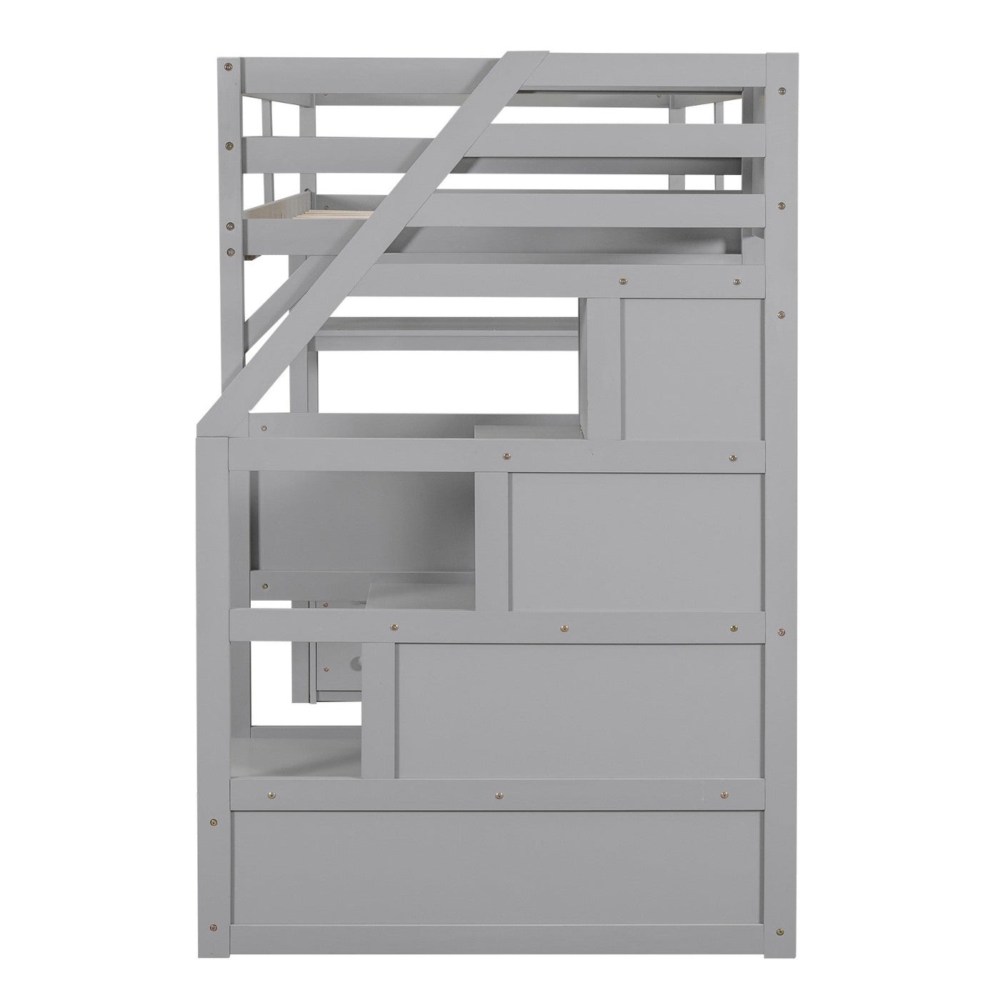 Twin Loft Bed With Desk Shelves Drawers And Storage Staircase