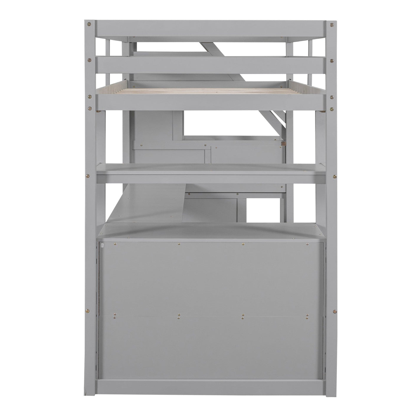 Twin Loft Bed With Desk Shelves Drawers And Storage Staircase
