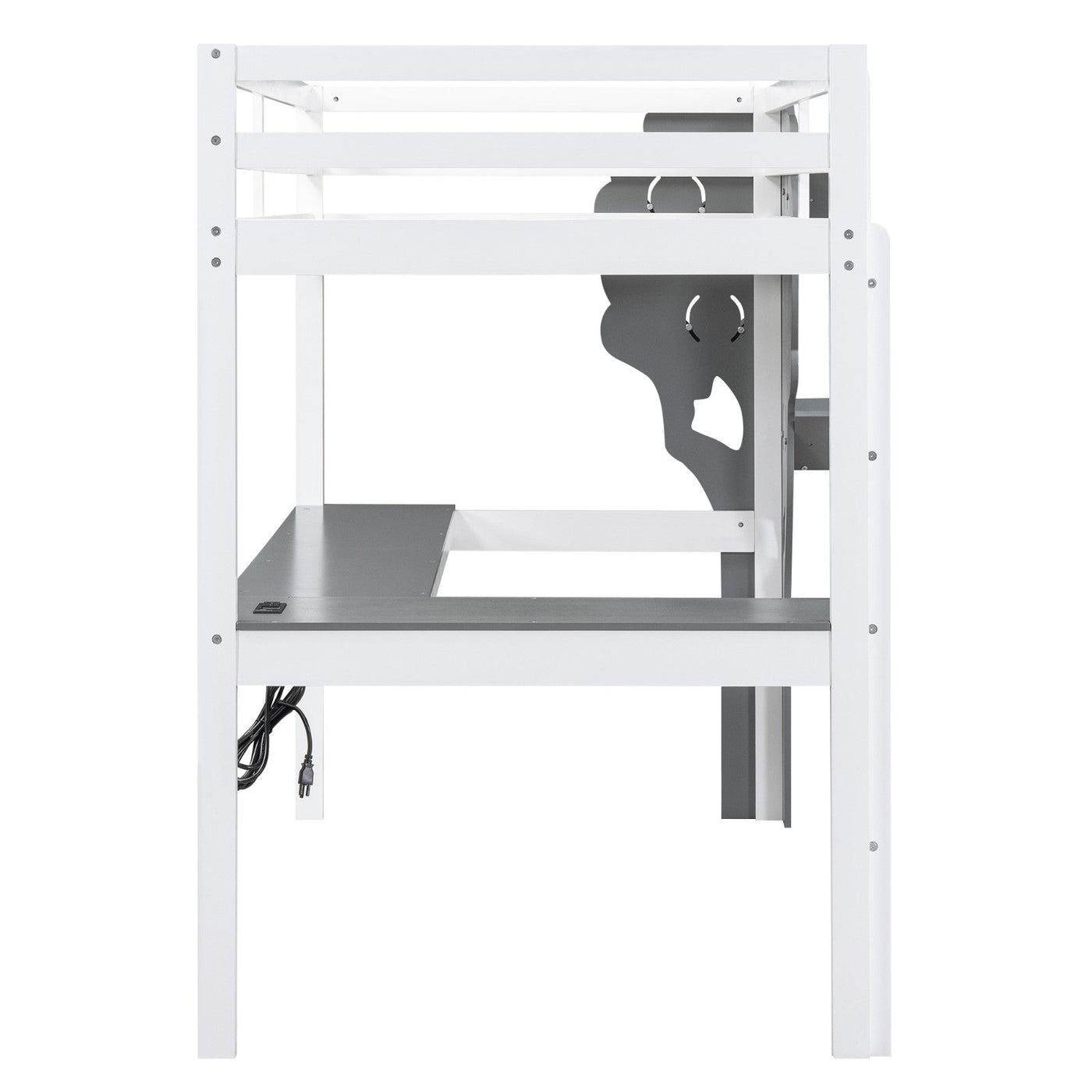 Twin Size Loft Bed With Desk Tree Bookcase Charging Station