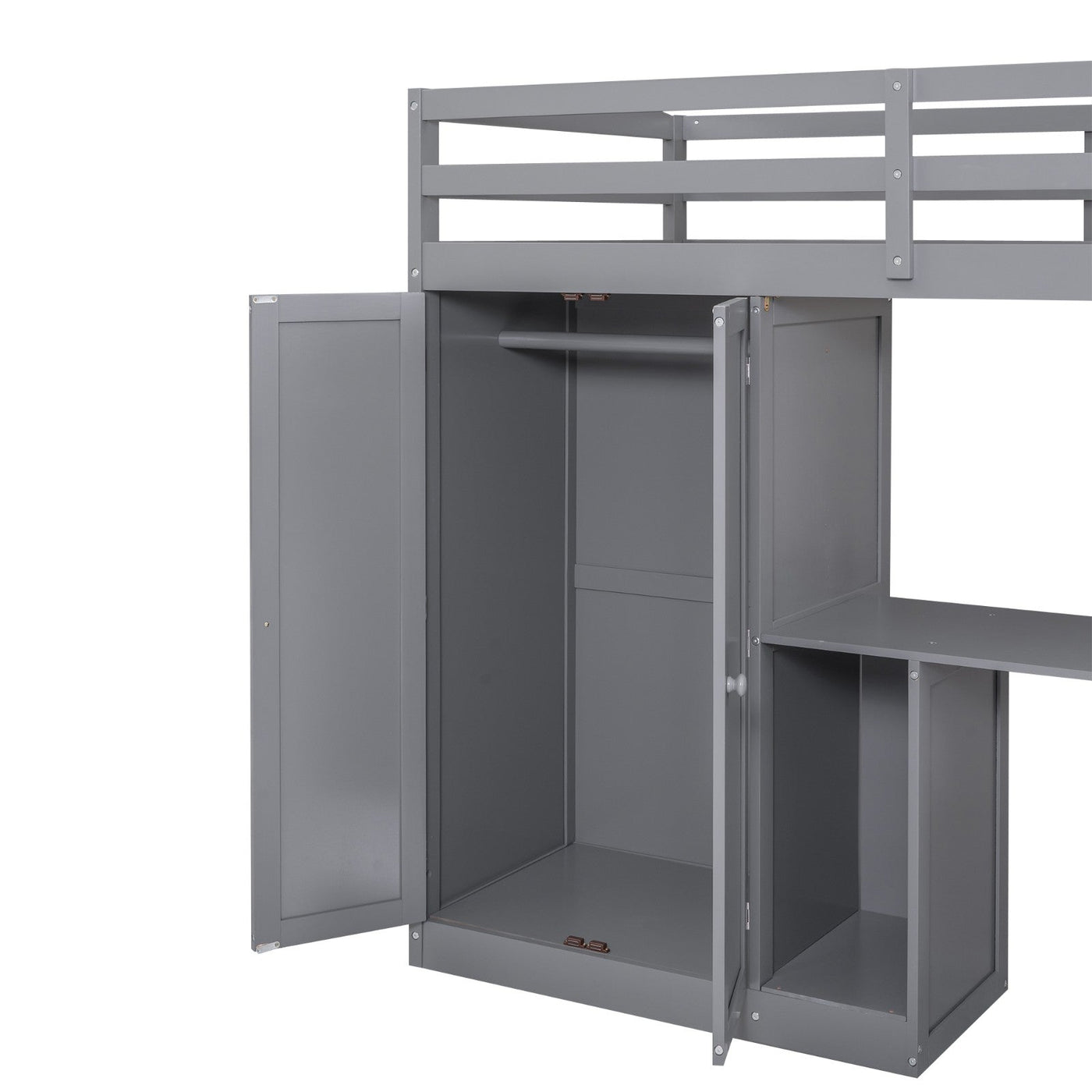 Twin Size Loft Bed With Storage Wardrobe Desk Drawers Cabinet