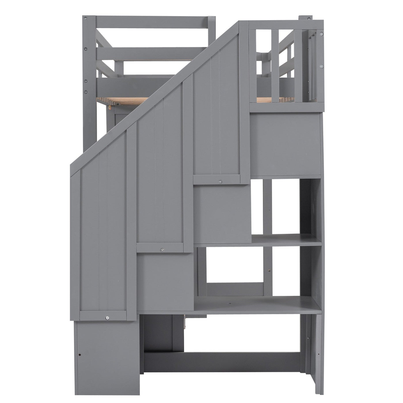 Twin Size Loft Bed With Storage Wardrobe Desk Drawers Cabinet