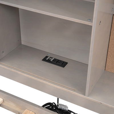 Twin Size Lounge Daybed With Storage Shelves USB Ports Drawers