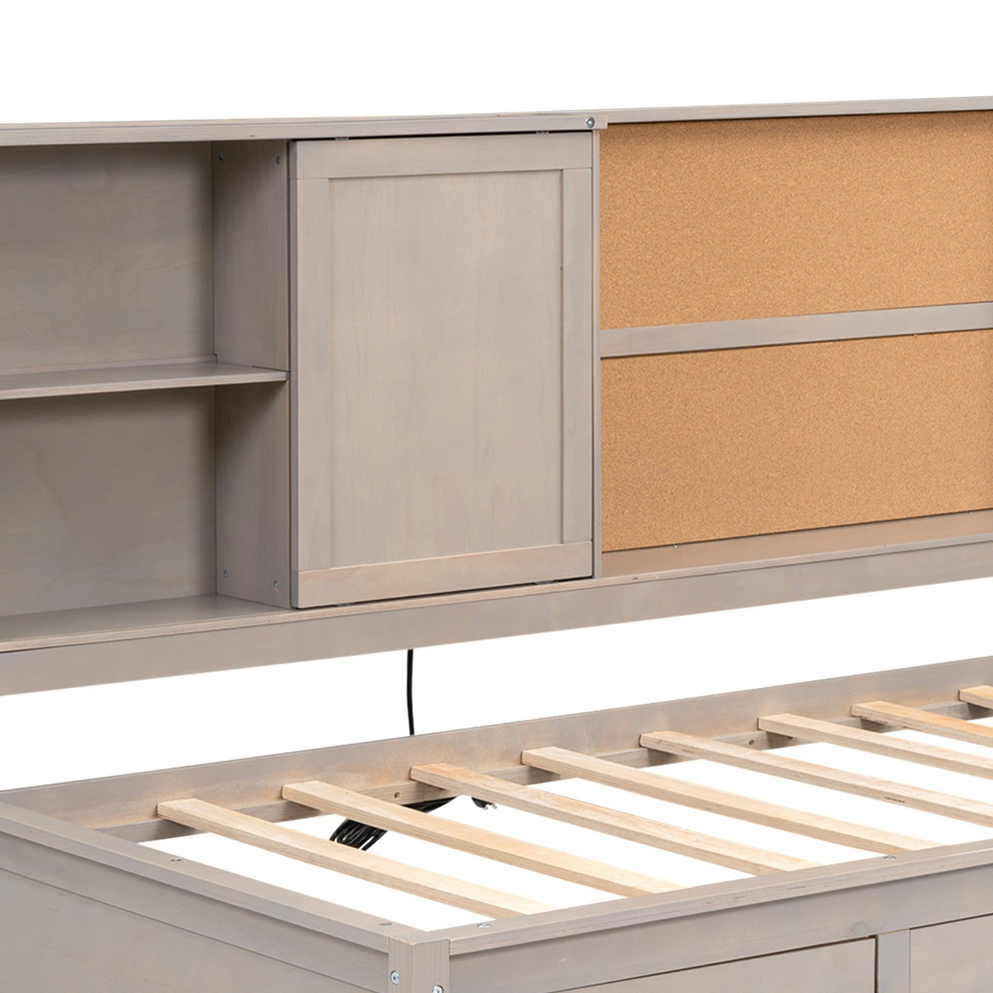 Twin Size Lounge Daybed With Storage Shelves USB Ports Drawers