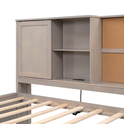 Twin Size Lounge Daybed With Storage Shelves USB Ports Drawers