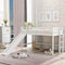 Twin-Size Low Loft Bed With Ladder Slide For Kids Room